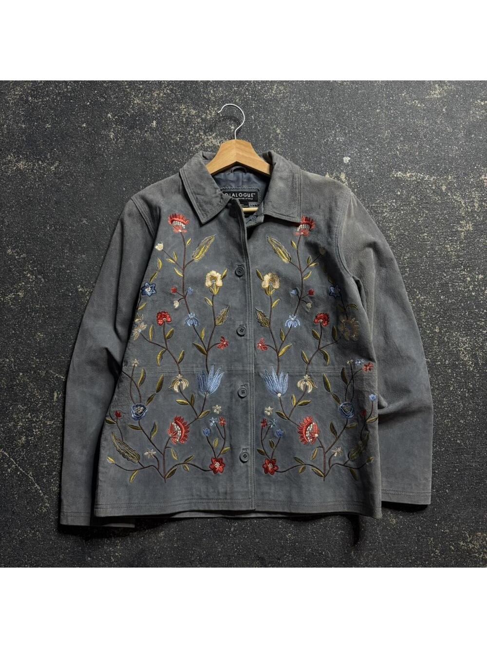 Vintage 90’s Womens Floral Leather Jacket